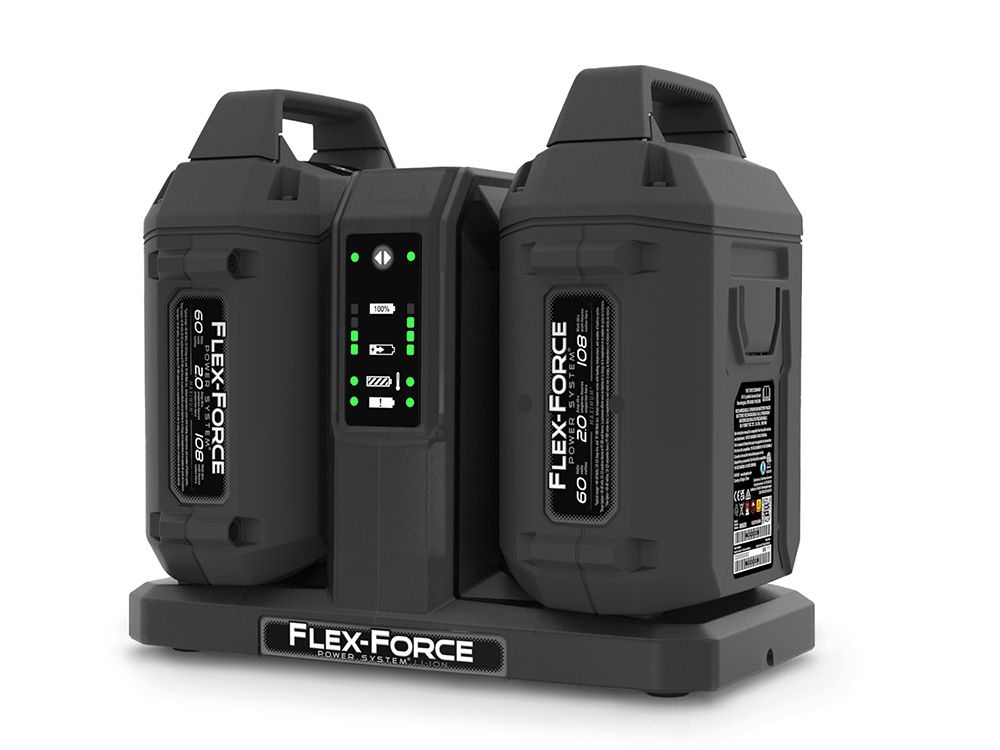 Toro - Flex Force 2-Pod 4.0 Amp lader - Varebillede med batterier